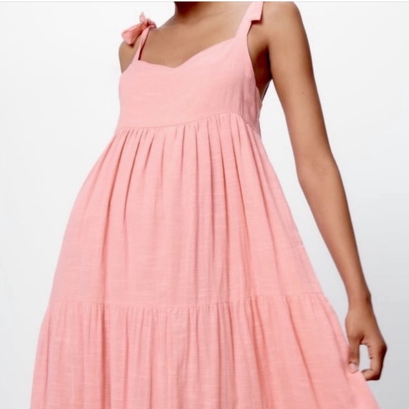Zara tiered cotton long dress,voluminous, bubblegum pastel 2023 designer XXL - Picture 4 of 8